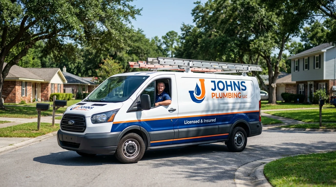 Johns Plumbing LLC service van in North Wales, PA