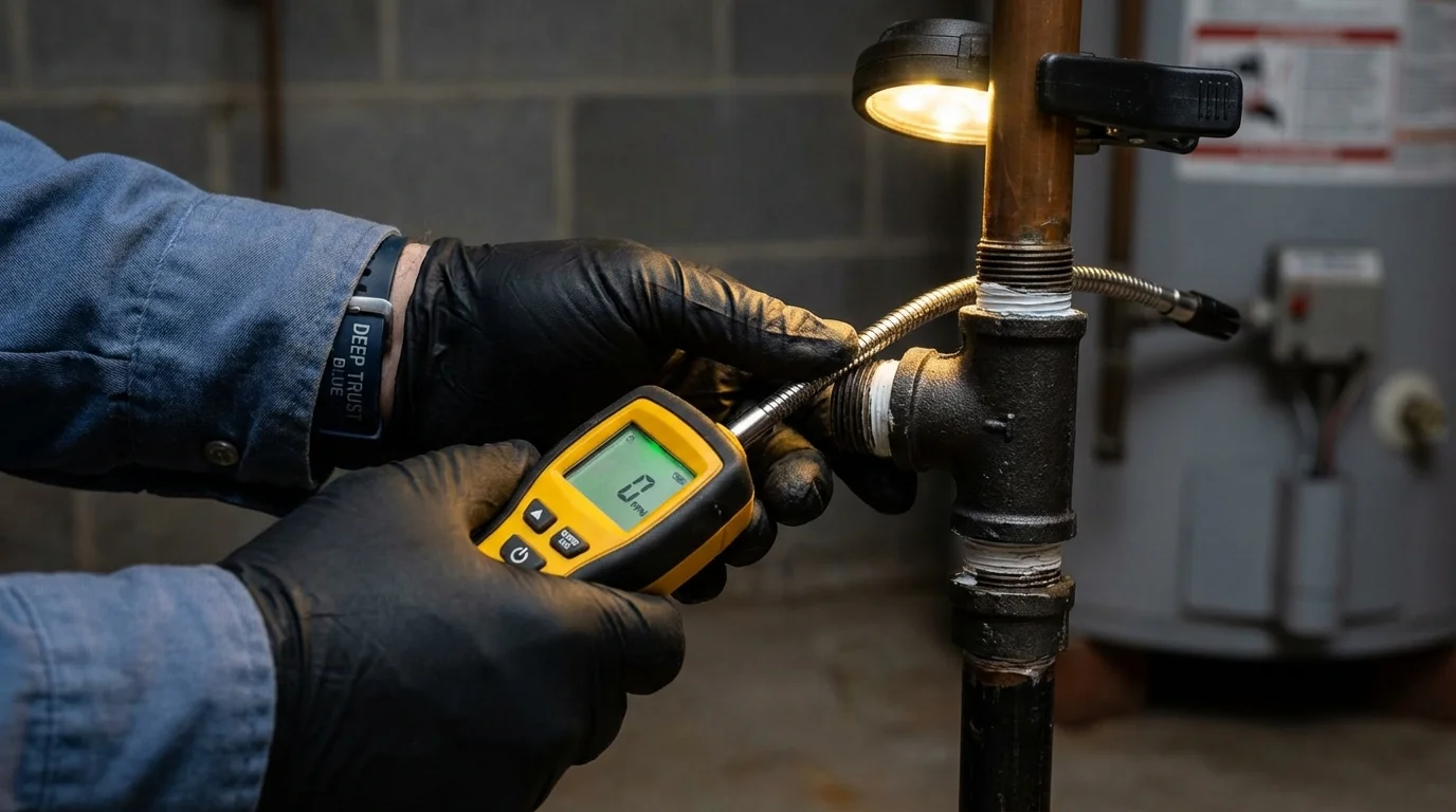 Gas leak detection with electronic sniffer by Johns Plumbing LLC in North Wales