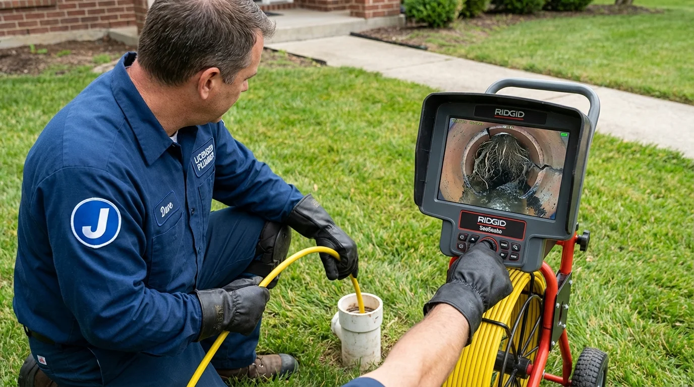 Sewer camera inspection being performed by Johns Plumbing LLC in North Wales