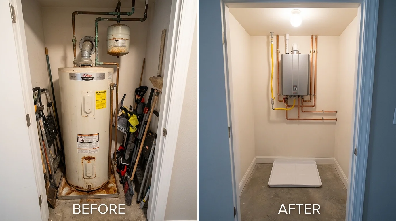 Tank water heater versus wall-mounted tankless unit comparison for North Wales, PA homeowners